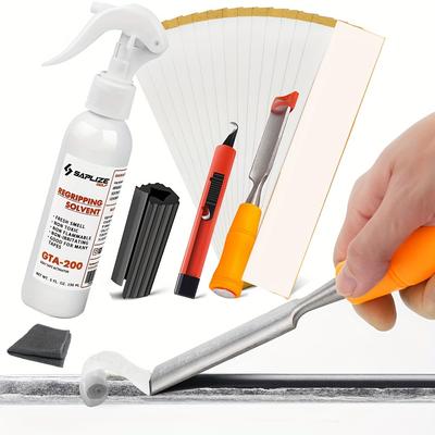 "TEMU Saplize Golf Grip Tape Set: 2\"" X 10\"" Paper Grip Tape, 15 Pieces, Grip Solvent, Hook Tool, Rubber Pliers, And Scraper - Suitable For All Grip Solvents"