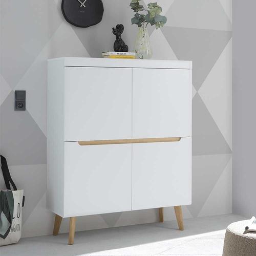 Wohnzimmer Highboard in Weiß Eichefarben