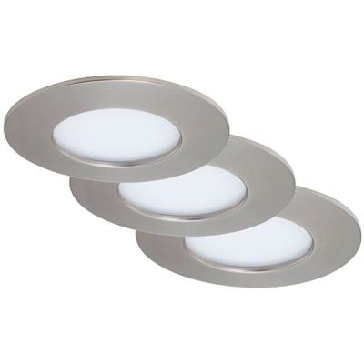 Led Einbauleuchten 3er Set 4,9W silber 4000K Kunststoff Ø8,5cm IP44 Briloner Image