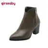 Girseaby Große Größe 32–54 Damen-Stiefel mit niedrigem Absatz, alle passenden Kunstleder-Klassiker-Stiefeletten, Abendparty, modische Winterschuhe