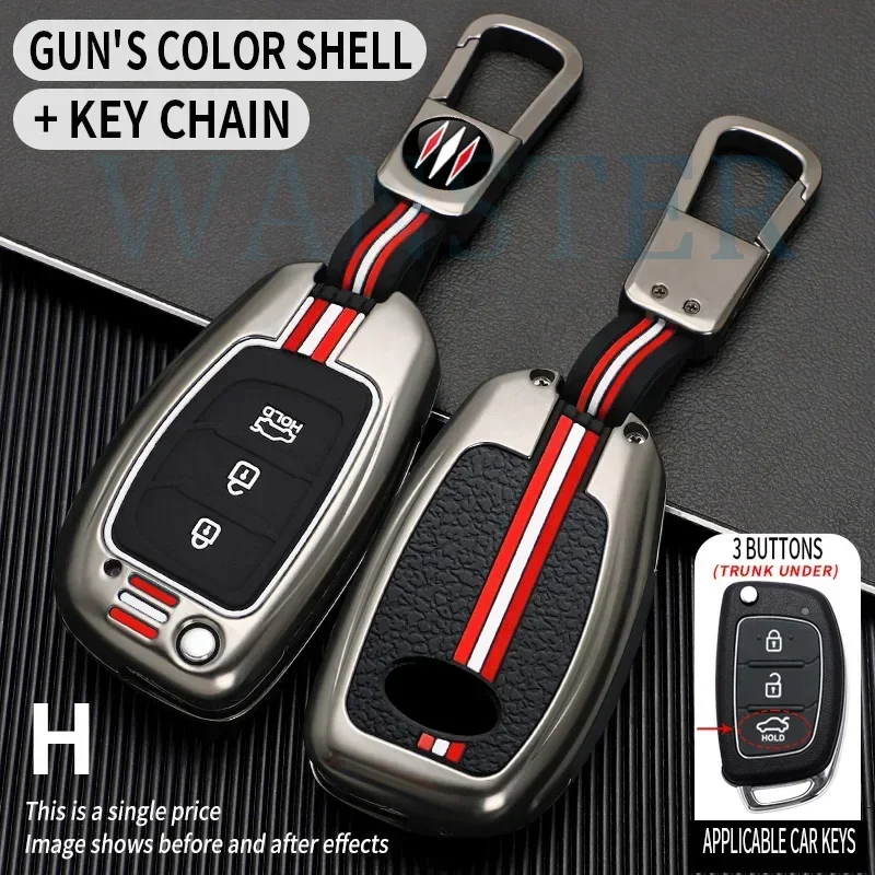 Copertura chiave auto in metallo Fob Custodia Shell per Hyundai Solaris Creta Ix25 Kona Tucson Sonata FE I40 Elantra Ix35 I20 Ix45 HB20 Accent