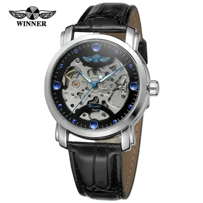 Mode Gewinner Top Marke Blau Ozean Design Leder Transparent Herren Uhr Luxus Männlichen Armbanduhr