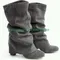 Lady Grey Suede Turn-Over Calf Boots Chunky Heel New Arrive Running Boots T Show Punk Dress Suede Office Boots Footwear Size 46