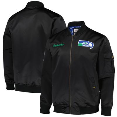 Seattle Seahawks Mitchell & Satin-Bomberjacke „Team Leader“ von Ness – Herren Image