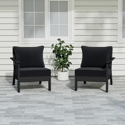 Polytrends Birchwood All Weather HDPE Outdoor Patio Deep Seating Black Loveseat (2-Piece)