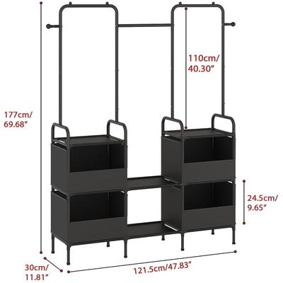 3 Rods Portable Clothing Hanging Garment Rack, 2 bags