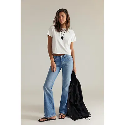 We The Free Flora Low-Rise Bootcut Jeans at Free People in Mai Tai, Size: 25
