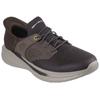 Slip-On Sneaker SKECHERS "SLADE", Herren, Gr. 48,5, braun (braun, dunkelbraun), Leder, Textil, Synthetik, casual, Schuhe, Komfortschuh mit komfortablem Heel Pillow™ Fersenkissen