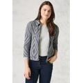 Cardigan CECIL, Damen, Gr. M (40), grau (platinum grau meliert), Stoff, 65% Polyamid, 23% Polyester, 12% Viskose, bedruckt, casual, comfort fit normal, hoch geschlossener Ausschnitt, Langarm Bündchen, Strickjacken, aus softem Materialmix