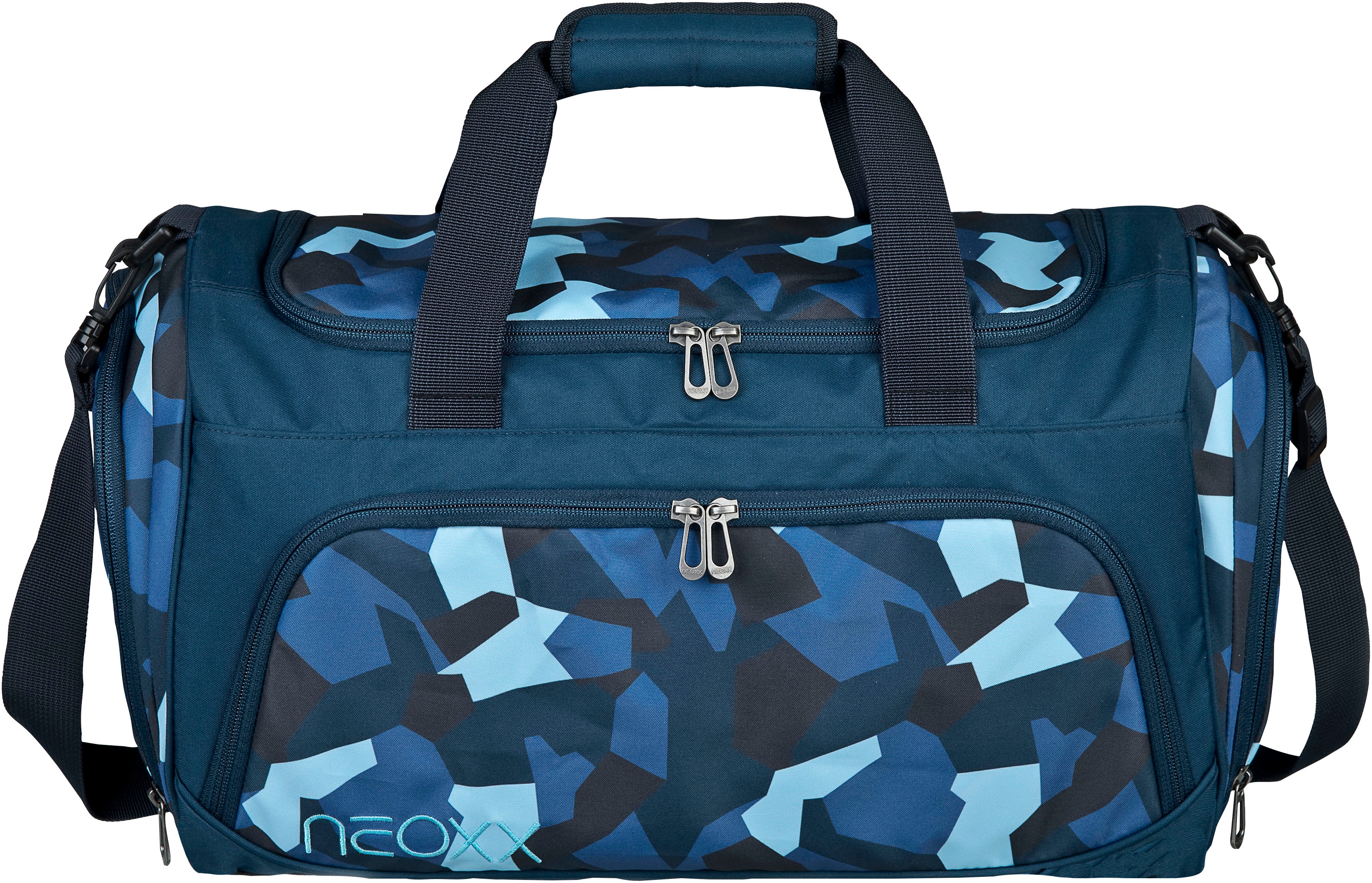 Sporttasche NEOXX "Move, Camo Nation", Kinder, Gr. B/H/T: 43cm x 26cm x 24cm, grün (camo nation), Polyester, Taschen Sporttasche, teilweise aus recyceltem Material