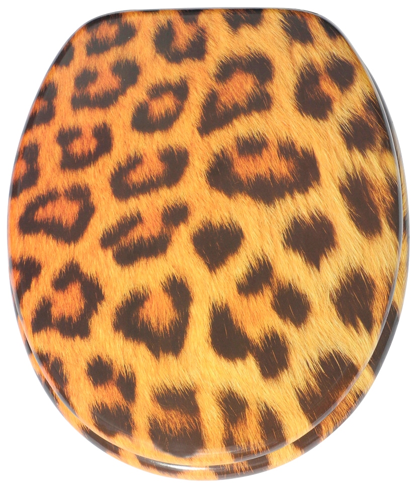 WC-Sitz SANILO "Leopardenfell", braun, B:37,7cm L:47cm, MDF - Mitteldichte Holzfaserplatte, WC-Sitze, mit Absenkautomatik