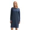 Midikleid TOM TAILOR, Damen, Gr. 42, N-Gr, blau (colony blau schwarz), Web, Obermaterial: 66% Polyester, 32% Viskose, 2% Elasthan, kariert, casual, gerade knielang, U-Boot-Ausschnitt, Langarm, Kleider, mit U-Boot-Ausschnitt