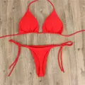 Femmes string Bikini ensemble côté cravate Sexy maillot de bain Style bandeau maillots de bain accessoires de natation rouge/bleu/noir/blanc/vin rouge/rose