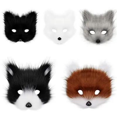 Kunst pelz Fuchs Maske halbes Gesicht pelzige Tier maske realistische Halloween Kostüm dekorative Image