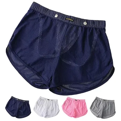 Sexy Mann Shorts Dessous Slips durchsichtige Mesh hohle lose Lounge Shorts Unterwäsche dünne Image
