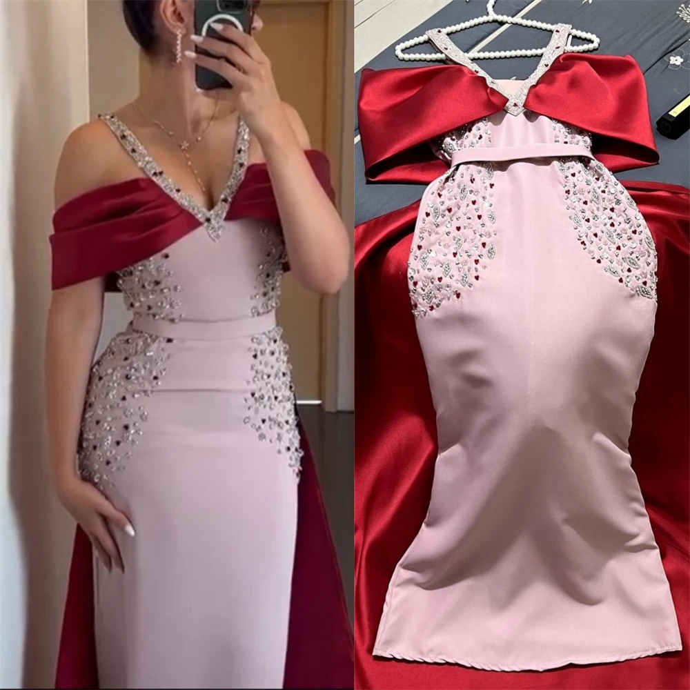 Customized Exquisite Off-the-shoulder Sheath Celebrity Sequin Fold S Occasion Evening Gown robes de cocktail فستان