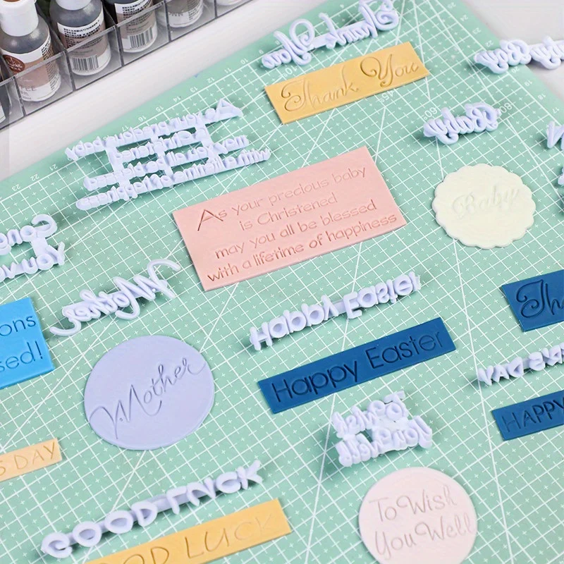 13 stücke englische Buchstaben hand geschriebene Dekoration Schneidform Fondant Kuchen Dekoration Fondant Werkzeug Ton Backen Kunststoff form Image