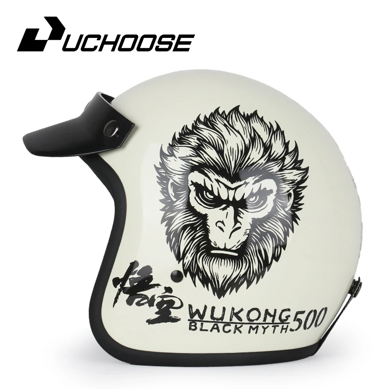 Retro halboffener Motorradhelm Cross-Country-Motorradzubehör Motorradhelm 3/4 Retro-Helm im Winter Image