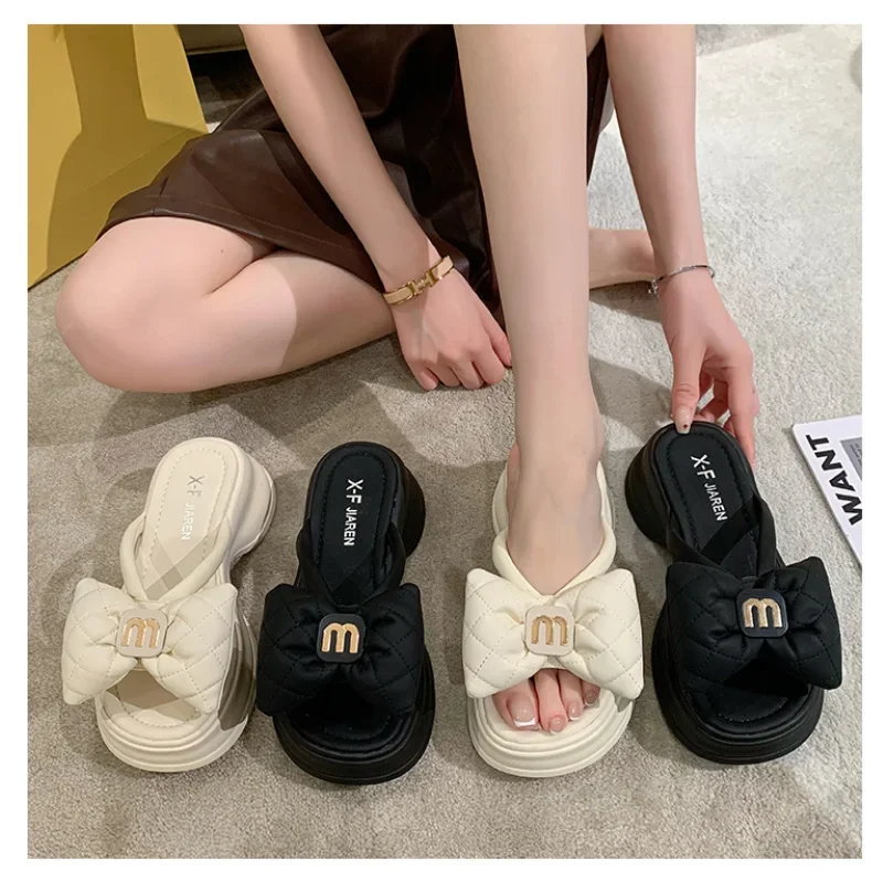 2024 sommer Neue Mode Frauen Schuhe Hausschuhe Komfortable Plattform Schuh High Heels Freizeit blume im freien strand Pantoffel Frauen