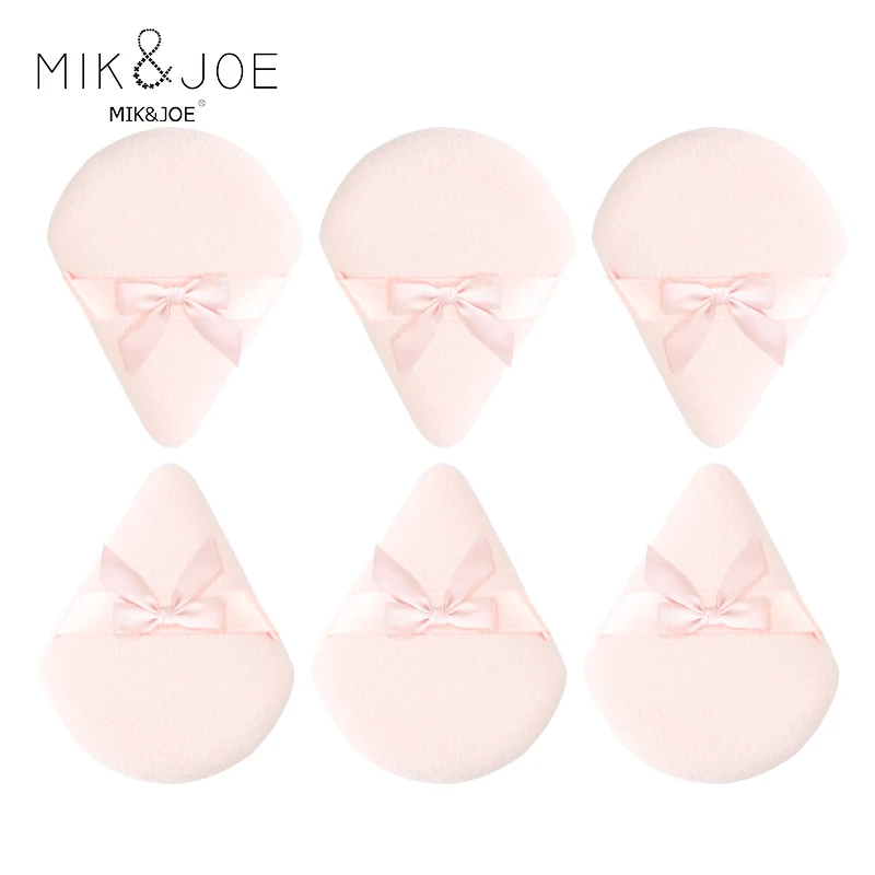 6 Stück rosa Schmetterlingsknoten, dreieckige Form, Kombination aus Make-up-Puff, weich und zart, für den Heim- oder Reisegebrauch Image