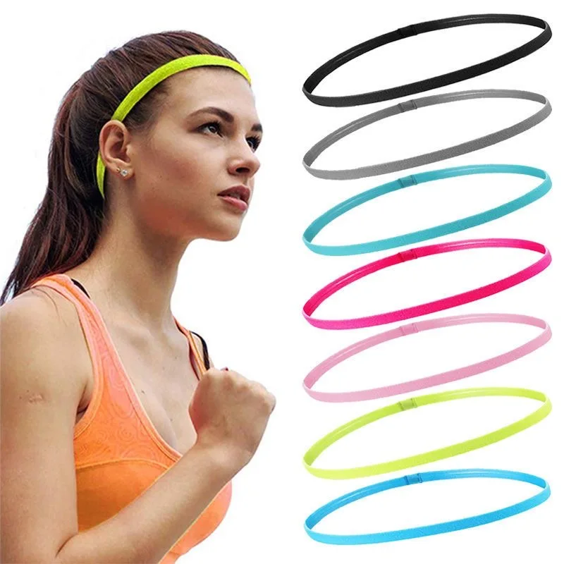 Candy Farbe Frauen Männer Yoga Haar Bands Sport Stirnband Mädchen Sport Anti-slip Schweißband Sport Gym Fußball Laufen Schweiß band Image