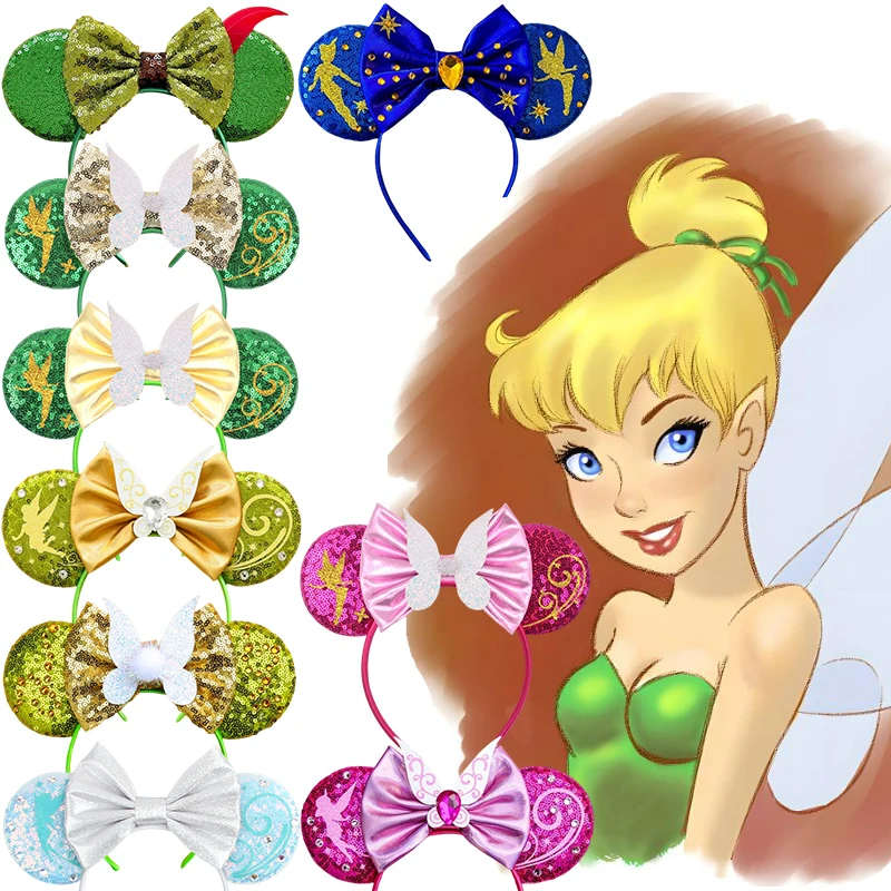 Disney Tinker Bell Ohr Stirnband für Erwachsene Mickey Mouse Ohren Haarbänder Baby Mädchen Kopfbedeckung Frauen Schleife Haarschmuck Kinder Geschenke Image