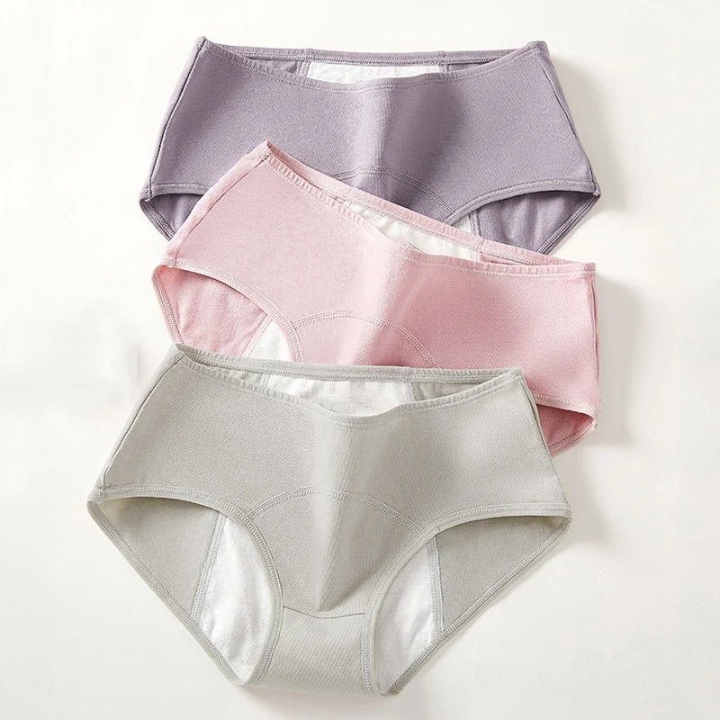 3Pcs Leck Beweis Menstruations Frauen Höschen Baumwolle Physiologischen Briefs Mädchen Zeitraum Hosen Niedrigen Taille Atmungs Weibliche Unterwäsche Image