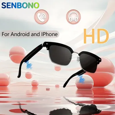 SENBONO Intelligente Brille für Männer und Frauen, Musik spielen, Freisprech-Sonnenbrille für Outdoor-Sport, Fahren mit integriertem Mikrofon Image