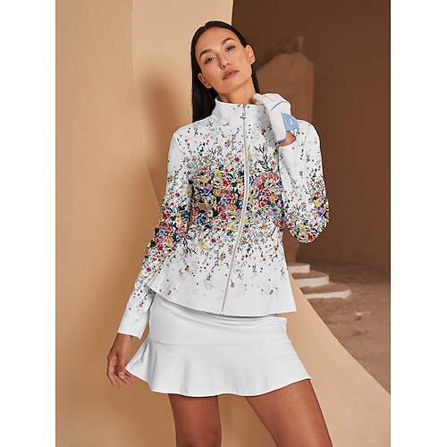 Damen Golfjacke Weiß Langarm Oberteil Damen-Golfkleidung, Kleidung, Outfits, Kleidung