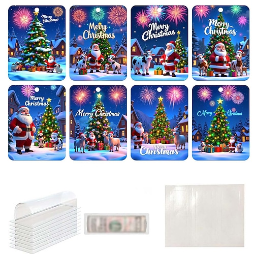 5 Weihnachtsgeldhalter für Bargeld, Weihnachtsgeldhalter als Geschenk, lustige Weihnachtsgeldbörse, Weihnachtsgeldspender mit Weihnachtsmann-Motiv, mit Weihnachtsbaumanhänger zum Aufhängen Image