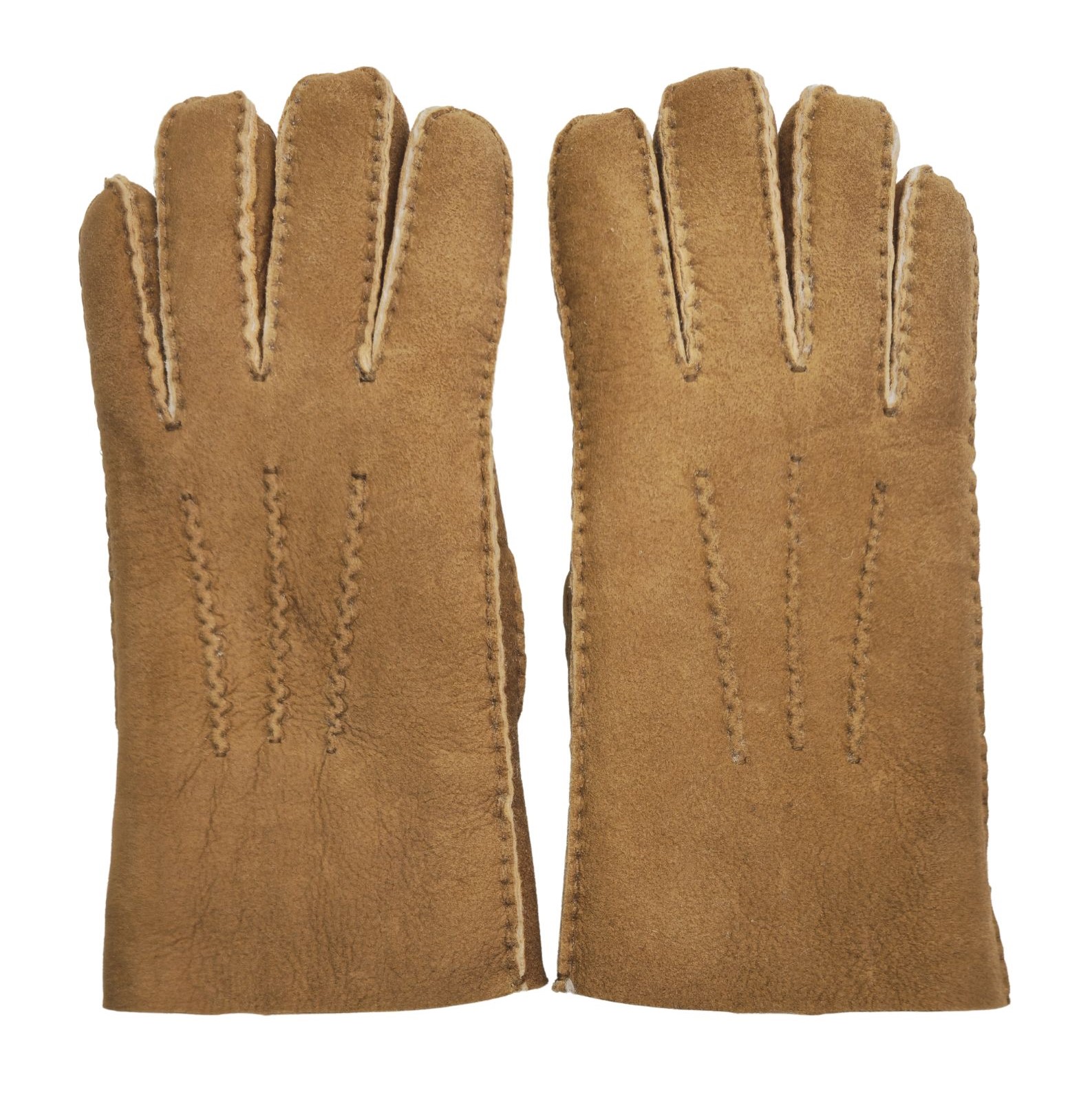 Hellbraune Luxus-Handschuhe aus Wildleder und Schaffell für Herren Image