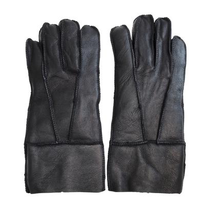 Schwarze Unisex-Handschuhe aus Schaffell mit aufrollbarer Manschette Image