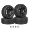 HobbyPark Preglued 1/10 RC Off-Road Buggy Rubber Tires 12mm Hex Wheel Rims OD 86mm/3.38" for Traxxas