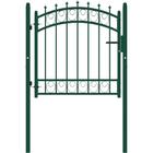 Cancello per Recinzione con Punte in Acciaio 100x100 cm Verde Vidaxl