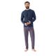 Schlafanzug MEY "RED TILE", Herren, Gr. S, blau (yacht blau), Single Jersey, Obermaterial: 100% Baumwolle, casual, lang, Rundhals, Langarm, Homewear-Sets, Langarm-Shirt mit Brusttasche