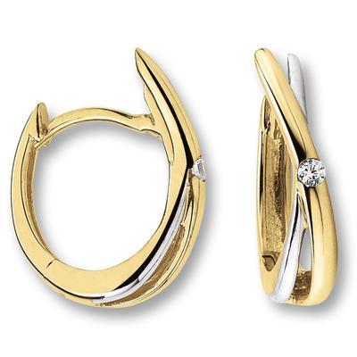 Paar Creolen ONE ELEMENT "Zirkonia Ohrringe Creolen aus 333 Gelbgold", gold, Ohrringe, Damen, Damen,mit Zirkonia, Gelbgold 333, Damen Gold Schmuck