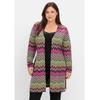 Longstrickjacke SHEEGO BY JOE BROWNS "Große Größen", Damen, Gr. 52/54, lila (beere gemustert), Obermaterial: 75% Viskose, 25% metallisierte Fasern, gemustert, feminin, figurumspielend lang, Langarm, Strickjacken, im Zickzack-Jacquardmuster