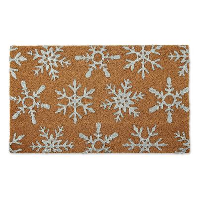 Snowflakes Glitter Rectangular Coir Doormat - 30" x 18"