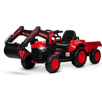 12V Kids 3 in 1 Ride on Excavator & Tractor with Detachable Trailer