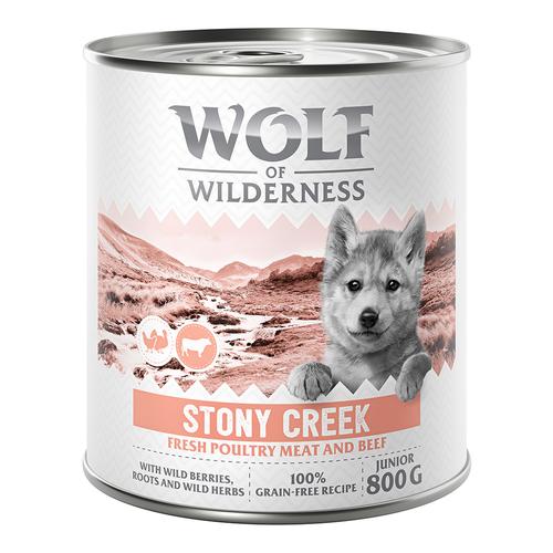 10 € Rabatt sichern! Sparpaket Wolf of Wilderness 24 x 800 g - JUNIOR Stony Creek - Geflügel mit...