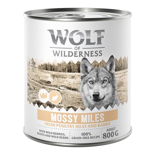 10 € Rabatt sichern! Sparpaket Wolf of Wilderness 24 x 800 g - Mossy Miles - Geflügel mit Kaninchen