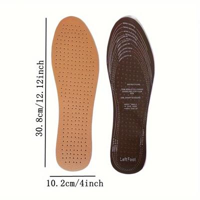 TEMU Unisex Leather Shoe Insoles - 1 Pair Inserts For Men And Women, Unscented, Large Size, Foot Care Replacement Inner Sole Pads