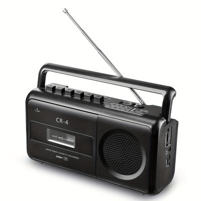 TEMU Portable Cassette Player Boombox Am/fm Radio Stereo, Tape Player Recorder With Earphone Jack, Support Usb/tf Card Battery Operated Or Ac Powered.