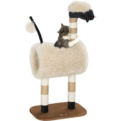 PawHut Kratzbaum 98 cm Katzenbaum mit Kratzpfosten, Tunnel, Spielball, Katzenkratzbaum im Image