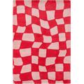 Tappeto vintage a scacchiera anni 70 Rosso 120x160