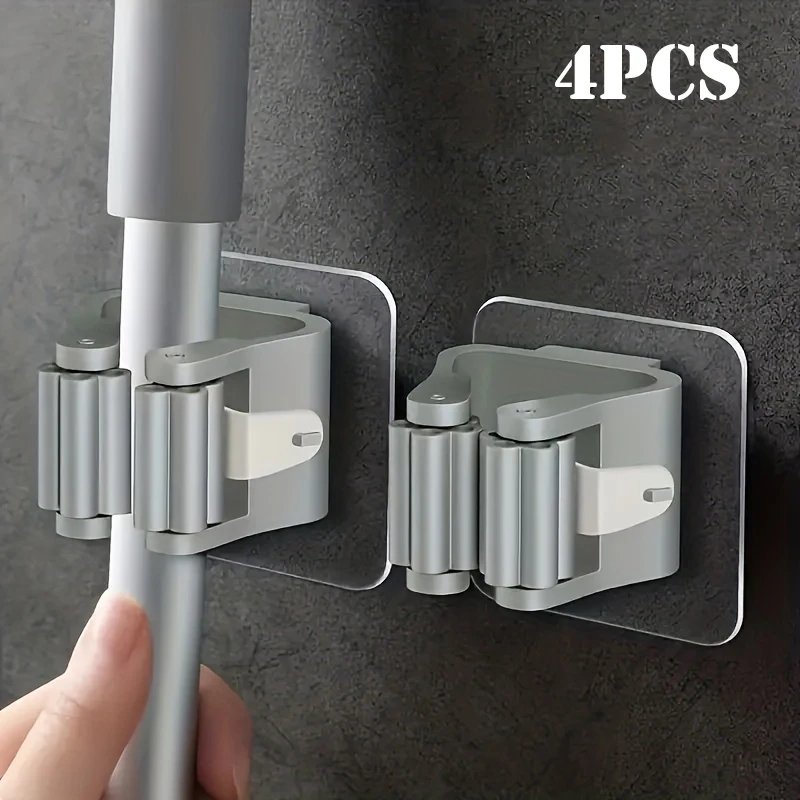 2/4 stücke Mopp Besen Halter Haushalt Lagerung Rack Klebe Haken Wand Montiert Organizer Mop Halter Pinsel Besen Aufhänger Organizer