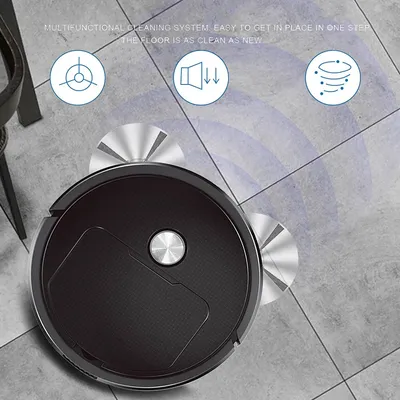 NEUER 3-in-1-Smart-Kehrroboter für zu Hause, Mini-Kehrmaschine, Kehren und Staubsaugen, kabelloser Image