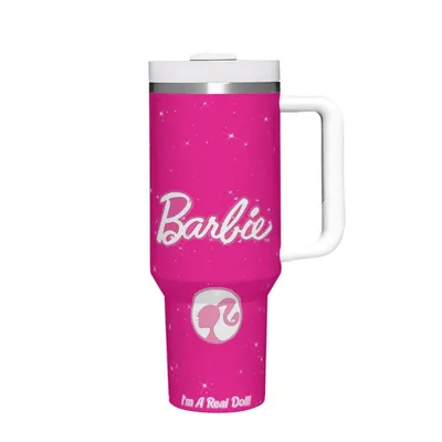 Barbie Hot Pink Barbie Hot Pink 40 oz Tumbler with Handle and Straw Lid Stainless Steel Insulated