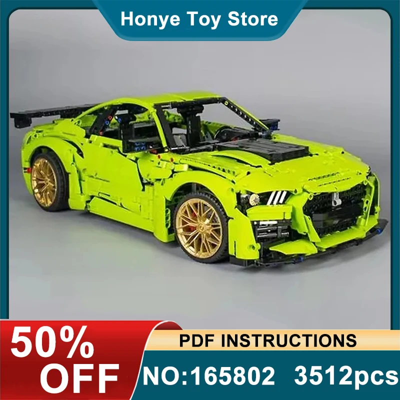 Neues MOC- 165802 Grün GT500 Super Sprots Auto 1:8 Modell Bausteine Ziegel DIY Spielzeug Montage Geburtstag Weihnachten Geschenke Für Kinder Image