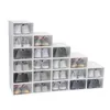 20er Pack Schuh ablage box, stapelbarer durchsichtiger Kunststoffs chuh organisator für Schrank, platzsparendes faltbares Schuh regal mit Deckel (weiß)